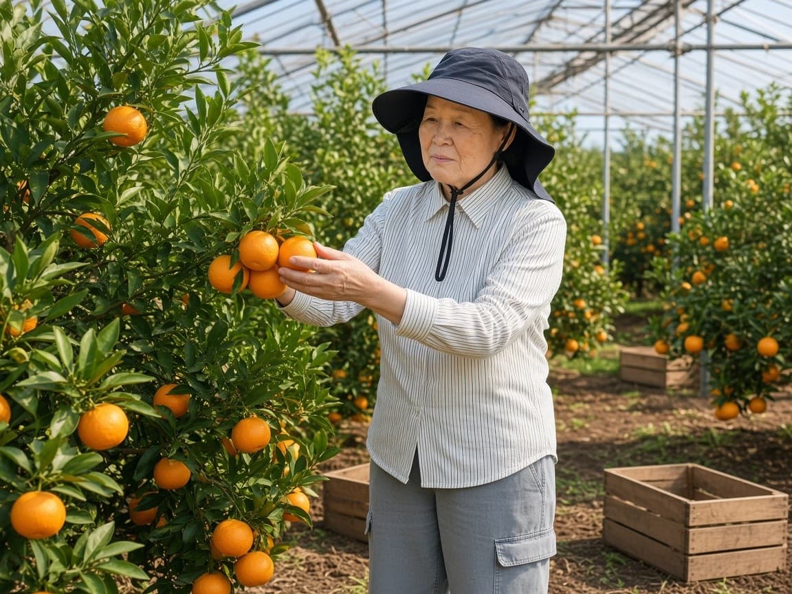 하우스에서 일하는 농부